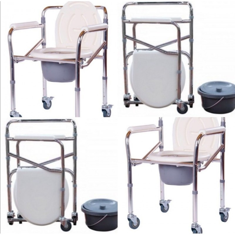 Silla Sanitaria Pato Aluminio Con Ruedas