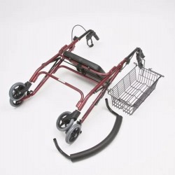 CAMINADOR EN ALUMINIO CON ASIENTO DE PVC Y RUEDAS