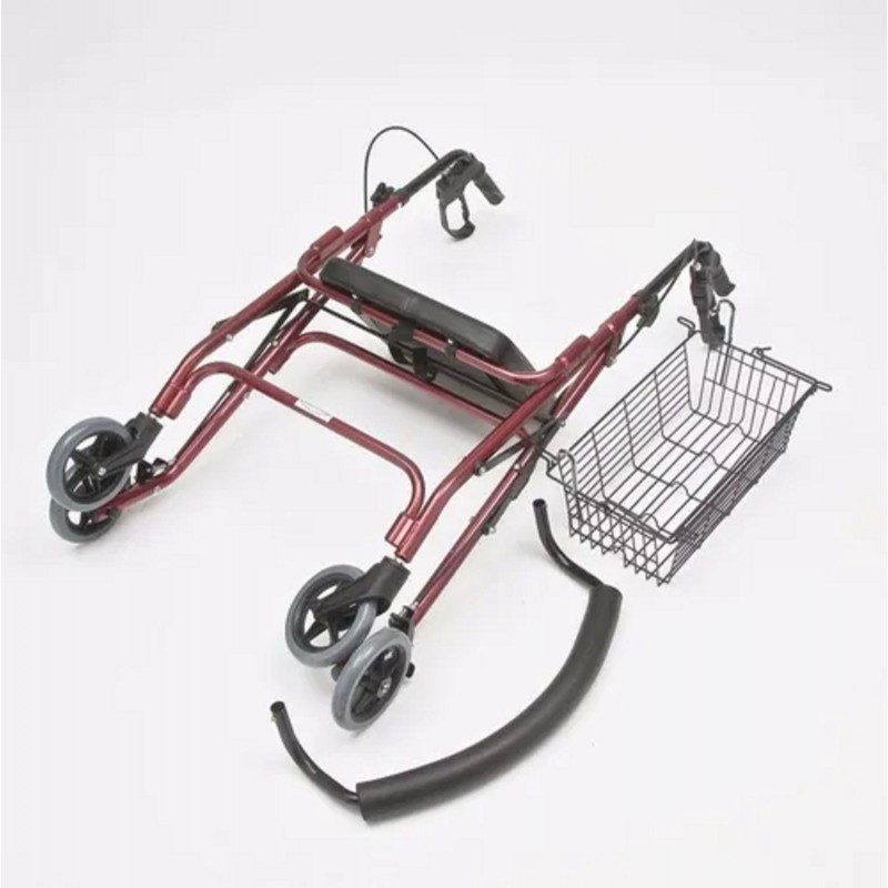 CAMINADOR EN ALUMINIO CON ASIENTO DE PVC Y RUEDAS