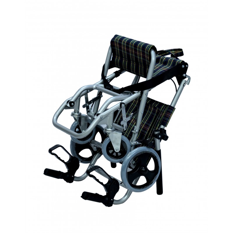 Silla de Ruedas de Transporte Plegable en Aluminio