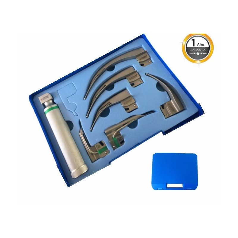 SET DE LARINGOSCOPIO LUZ LED CON HOJAS Y ESTUCHE
