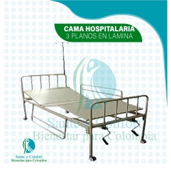 Cama Hospitalaria Manual Dos Planos + Colchón Antiescaras
