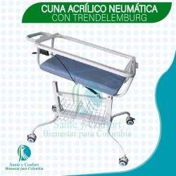 CUNA HOSPITALARIA EN ACRILICO CON TRENDELEMBURG