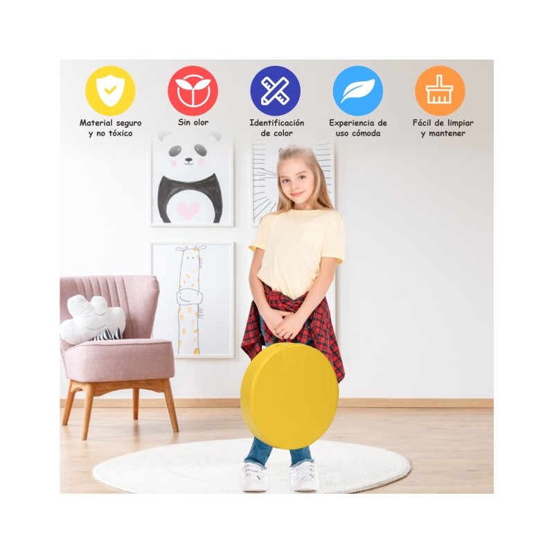 Cojines Redondos Impermeables para Niños con Empuñadura Ergonómicacon 6 Colores para Estimular la Creatividad