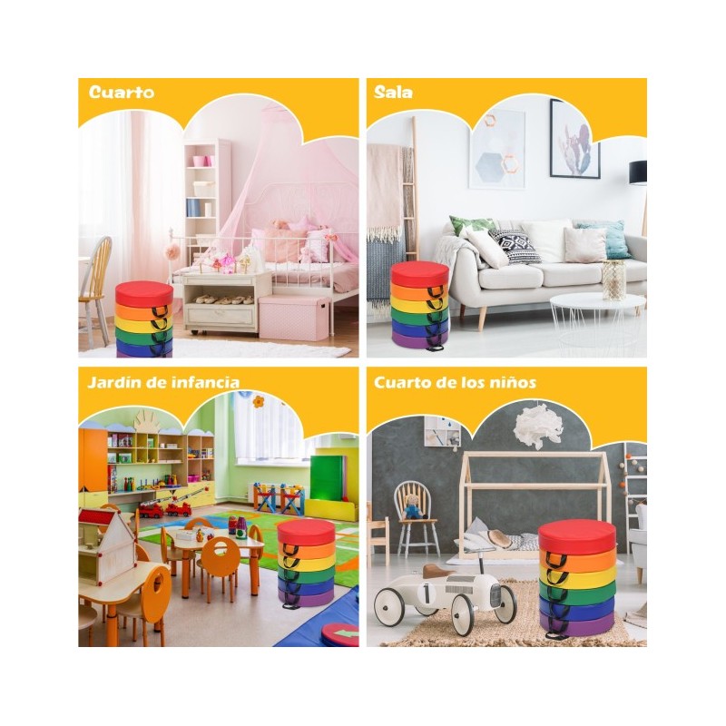 Cojines Redondos Impermeables para Niños con Empuñadura Ergonómicacon 6 Colores para Estimular la Creatividad