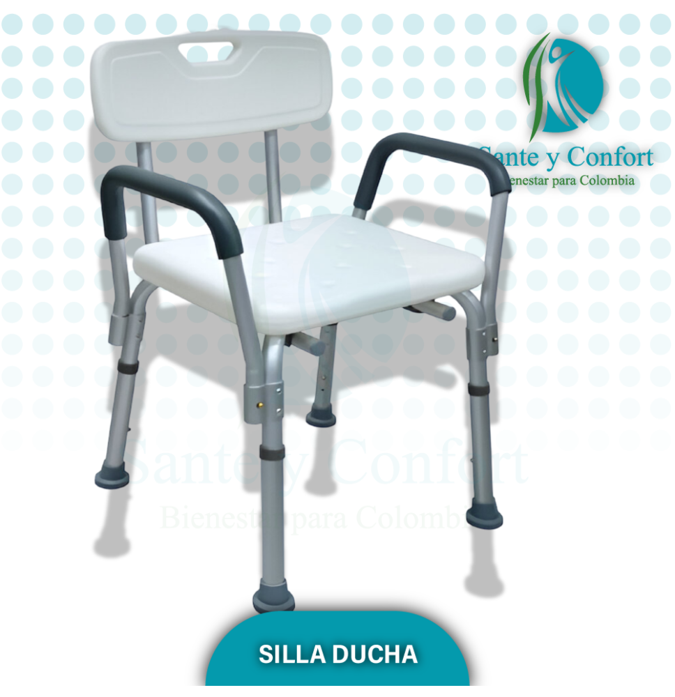 Silla para Ducha con Reposabrazos Removibles | Seguridad Antideslizante