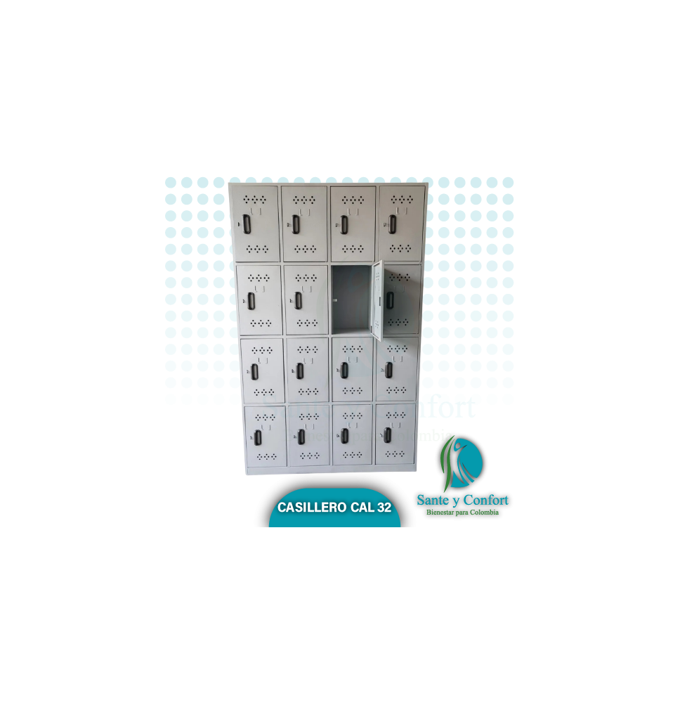 Locker Casillero 16 Espacios para Fábrica | Metálico Reforzado y Seguro en Bogotá