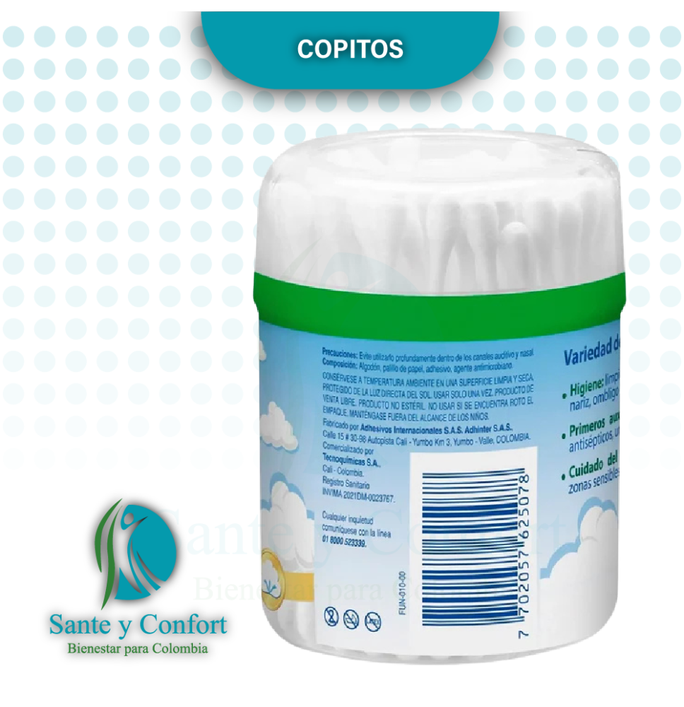 Copitos de Algodón x 70 | Bastoncillos para Higiene y Primeros Auxilios en Bogotá
