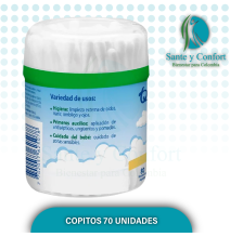 Copitos de Algodón x 70 | Bastoncillos para Higiene y Primeros Auxilios en Bogotá
