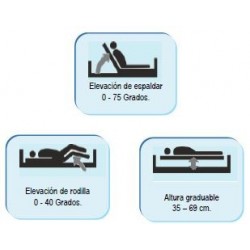 Cama Hospitalaria Eléctrica en ABS con Barandas, 3 Funciones