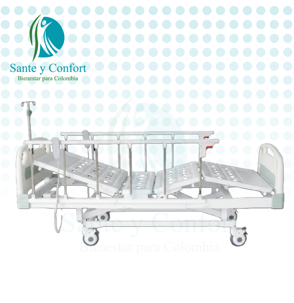 Cama Hospitalaria Eléctrica 4 Movimientos YKB001 | Barandas en Aluminio Sante y Confort