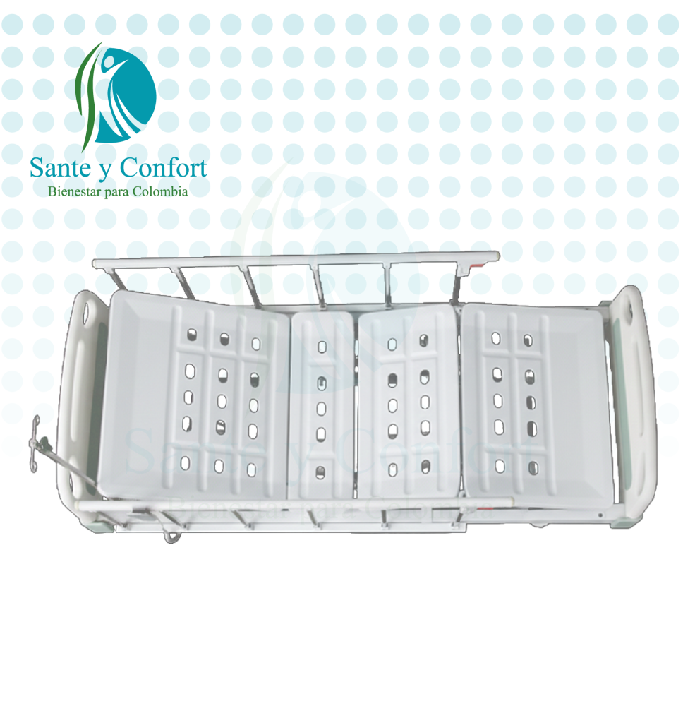 Cama Hospitalaria Eléctrica 4 Movimientos YKB001 | Barandas en Aluminio Sante y Confort