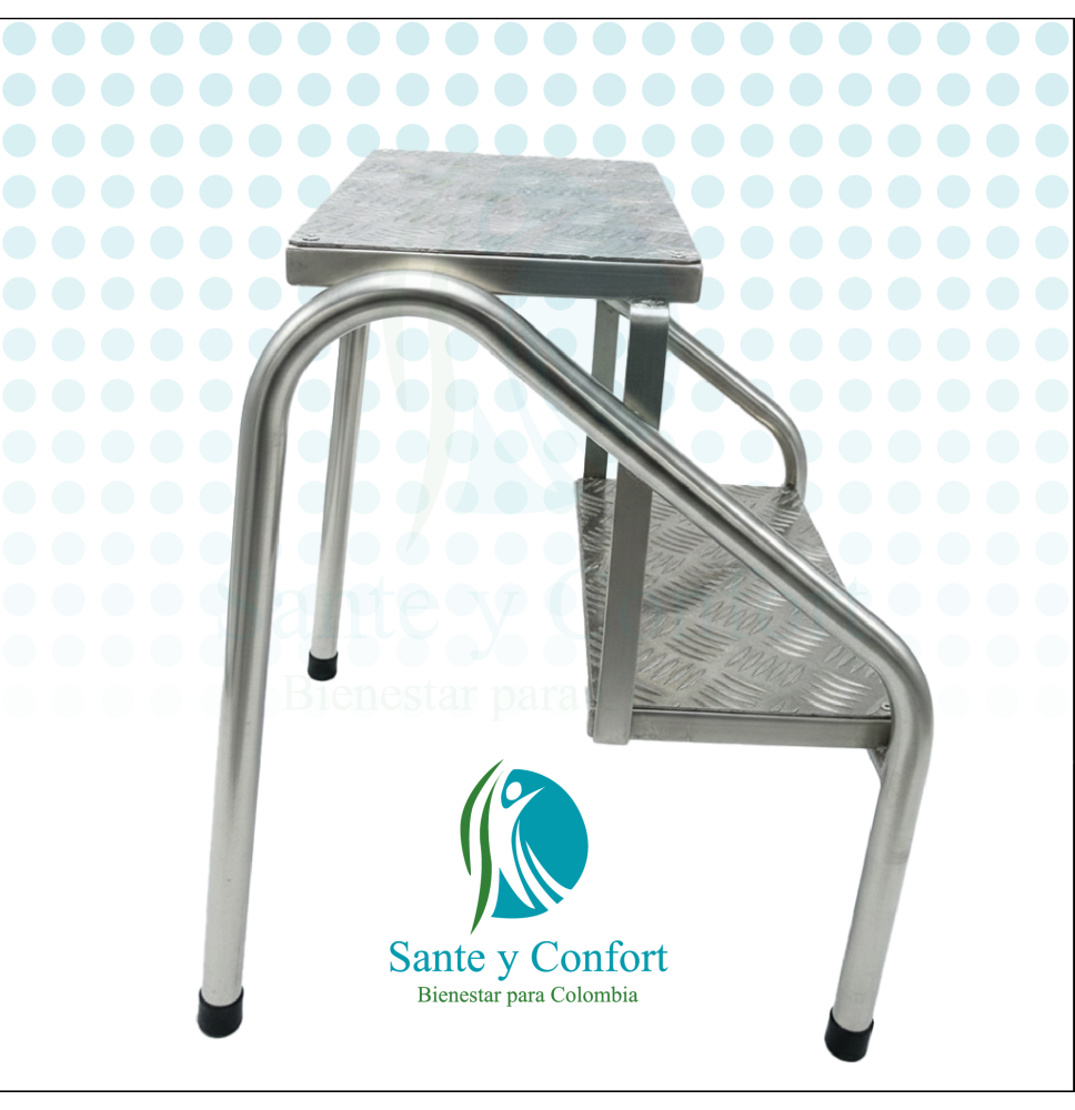 Escalerilla 2 Pasos Acero Inoxidable y Aluminio | Sante y Confort