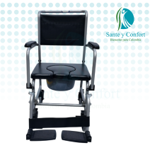 Silla Sanitaria en Aluminio con Ruedas y Frenos