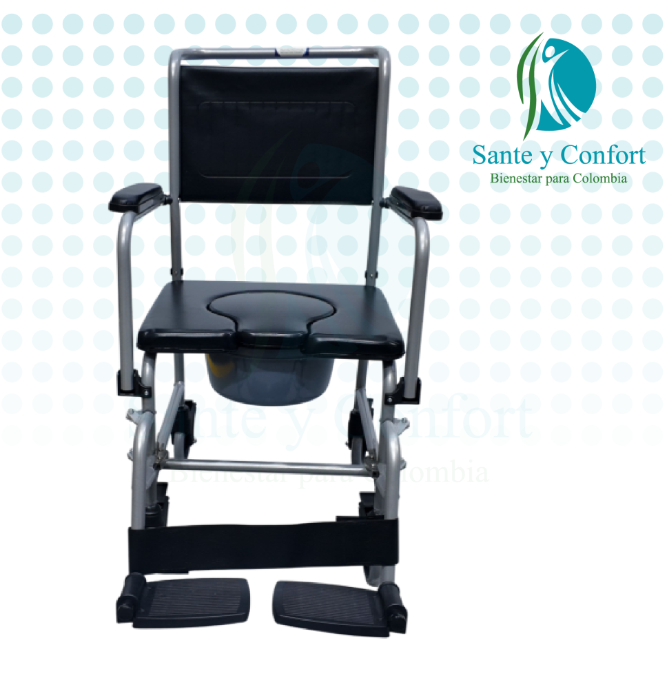 Silla Sanitaria en Aluminio con Ruedas y Frenos