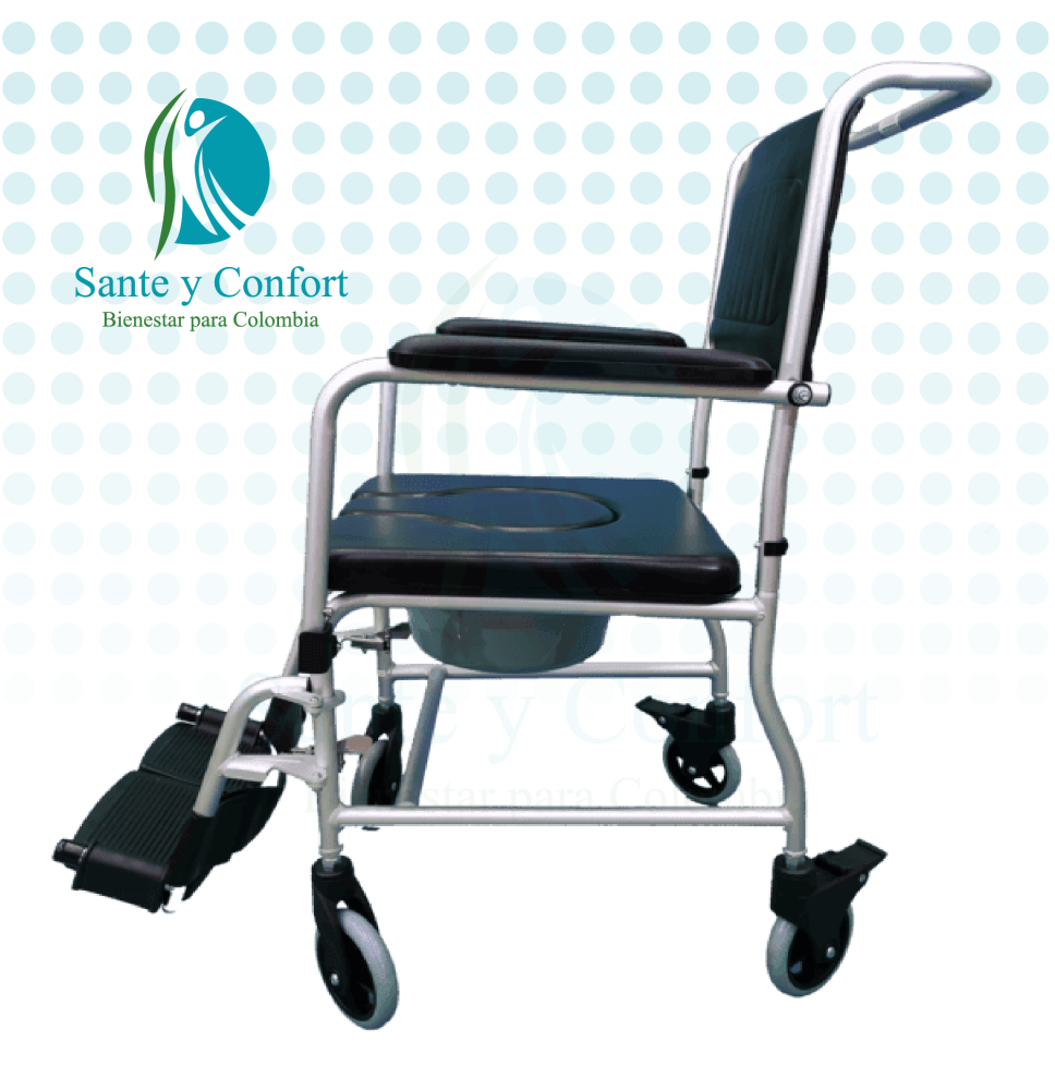 Silla Sanitaria en Aluminio con Ruedas y Frenos