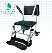 Silla Sanitaria en Aluminio con Ruedas y Frenos