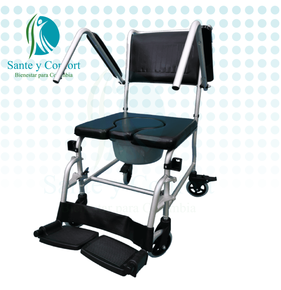 Silla Sanitaria en Aluminio con Ruedas y Frenos