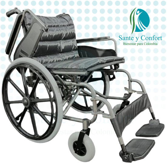 Silla de Ruedas Bariátrica Reforzada en Acero 125 kg | Sante y Confort