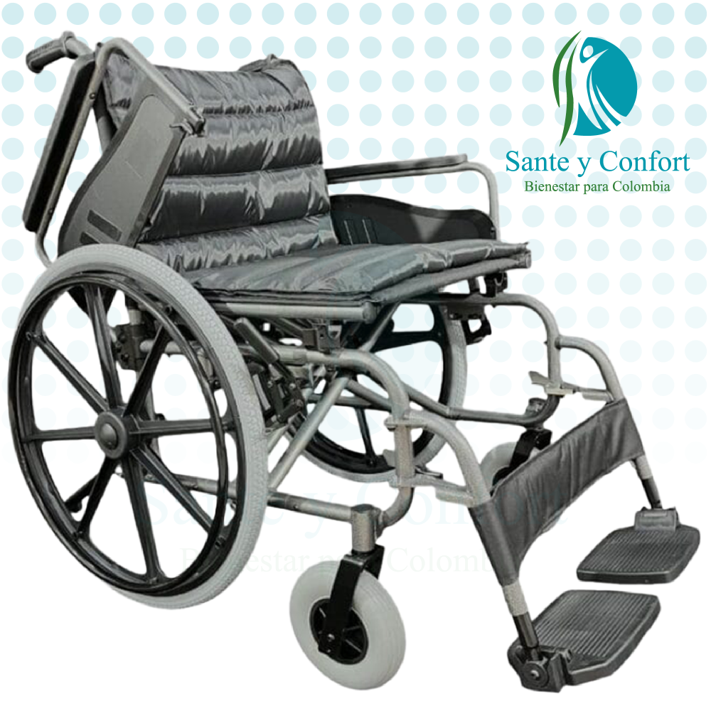 Silla de Ruedas Bariátrica Reforzada en Acero 125 kg | Sante y Confort