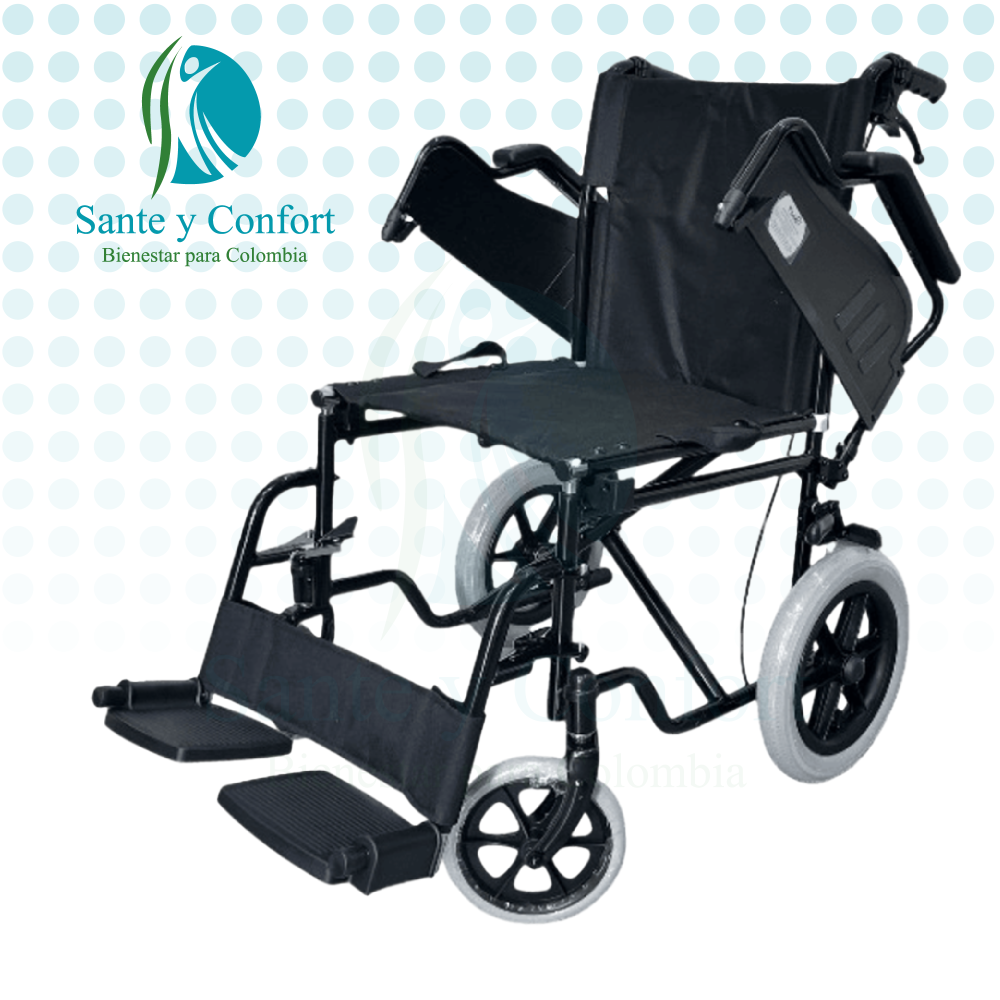 Silla de Ruedas de Transporte Tipo Escritorio Plegable | Sante y Confort