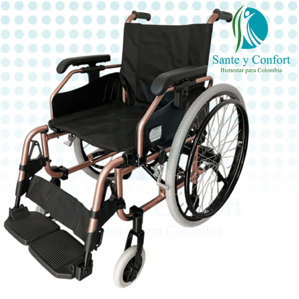 Silla de Ruedas de Transporte en Aluminio Plegable