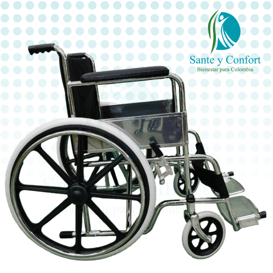 Silla de Ruedas Plegable en Nylon | Estándar Resistente para Adultos | Sante y Confort