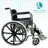 Silla de Ruedas Estándar Plegable Negra en Acero | Sante y Confort