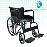 Silla de Ruedas Estándar Plegable Negra en Acero | Sante y Confort