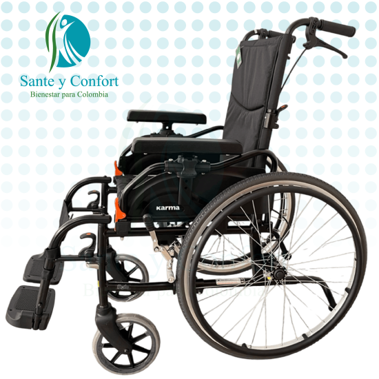 Silla de Traslado Agile Ultraligera 8.2 kg con Apoya Brazos | Sante y Confort