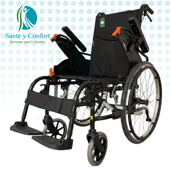 Silla de Traslado Agile Ultraligera 8.2 kg con Apoya Brazos | Sante y Confort