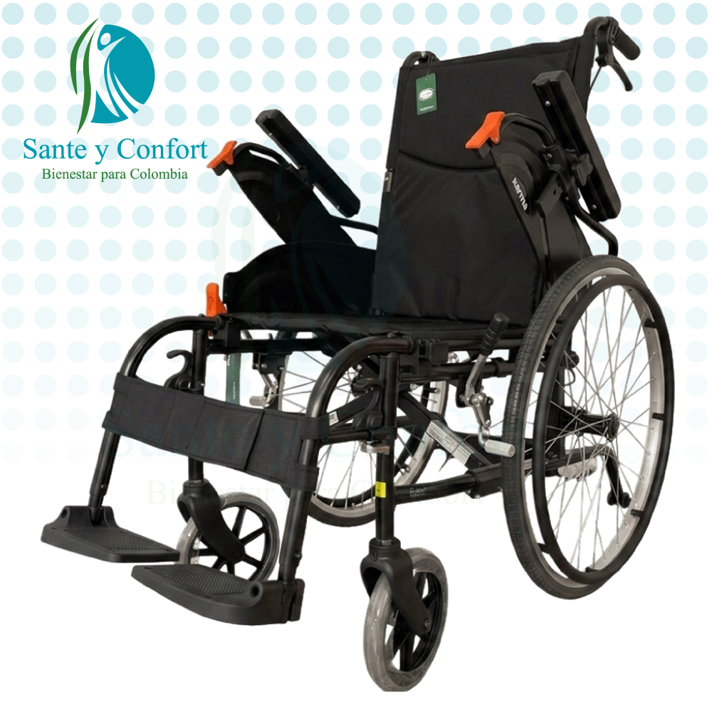 Silla de Traslado Agile Ultraligera 8.2 kg con Apoya Brazos | Sante y Confort