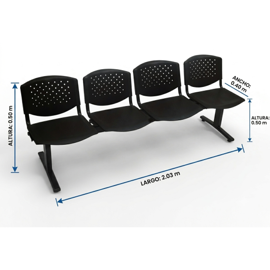 silla tandem 4 puestos