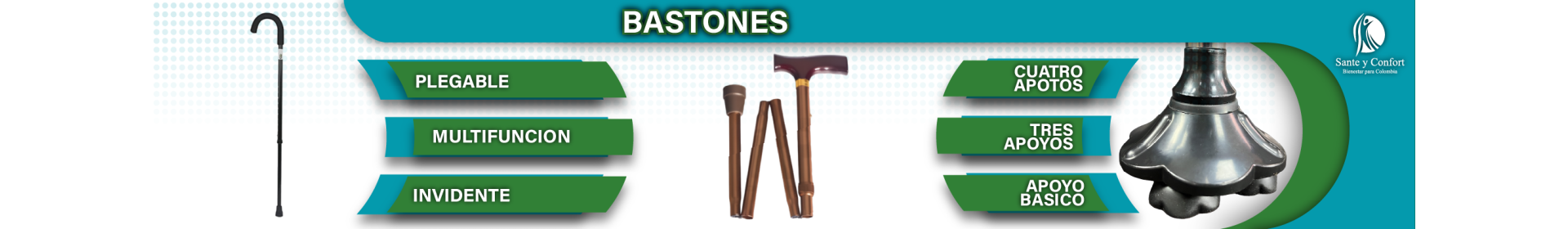 Bastones Ortopédicos y Canadienses | Estabilidad | Santé y Confort