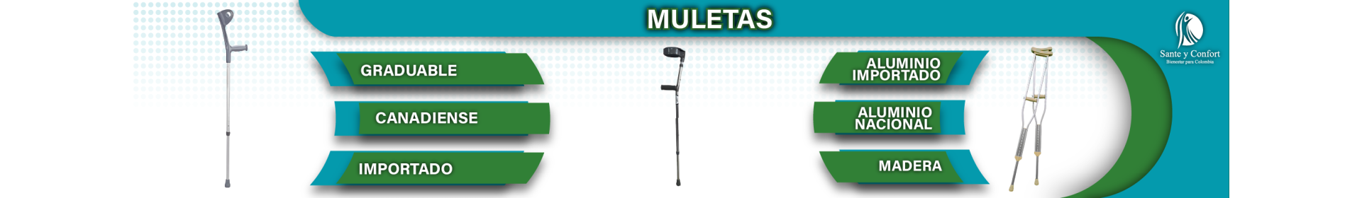 Muletas de Aluminio Ultra Livianas | Alquiler y Venta | Santé y Confort