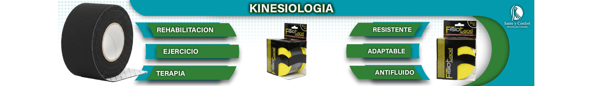 Cinta Kinesiológica y Vendas Fisio Tape Profesionales | Santé y Confort
