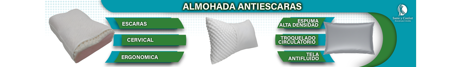 Almohadas Antiescaras y Cervicales | Memory Foam y Gel | Santé y Confort