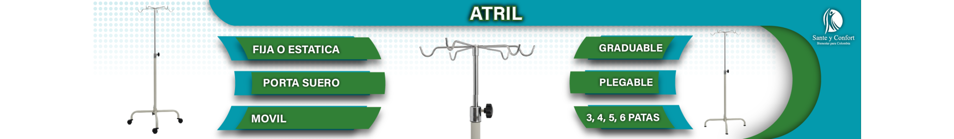 Atriles Portasueros Hospitalarios | Acero Inoxidable y Ruedas | Santé y Confort