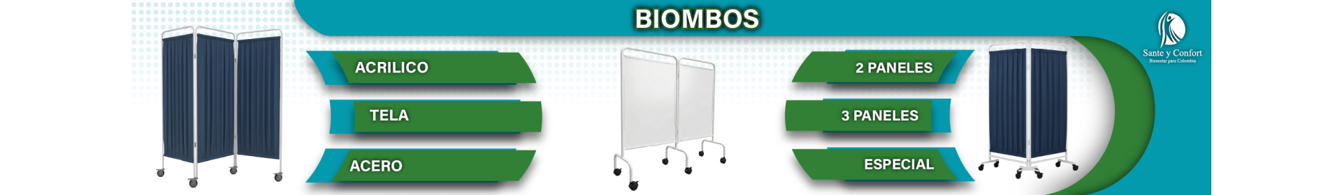 Biombos Hospitalarios de 1, 2 y 3 Cuerpos | Santé y Confort
